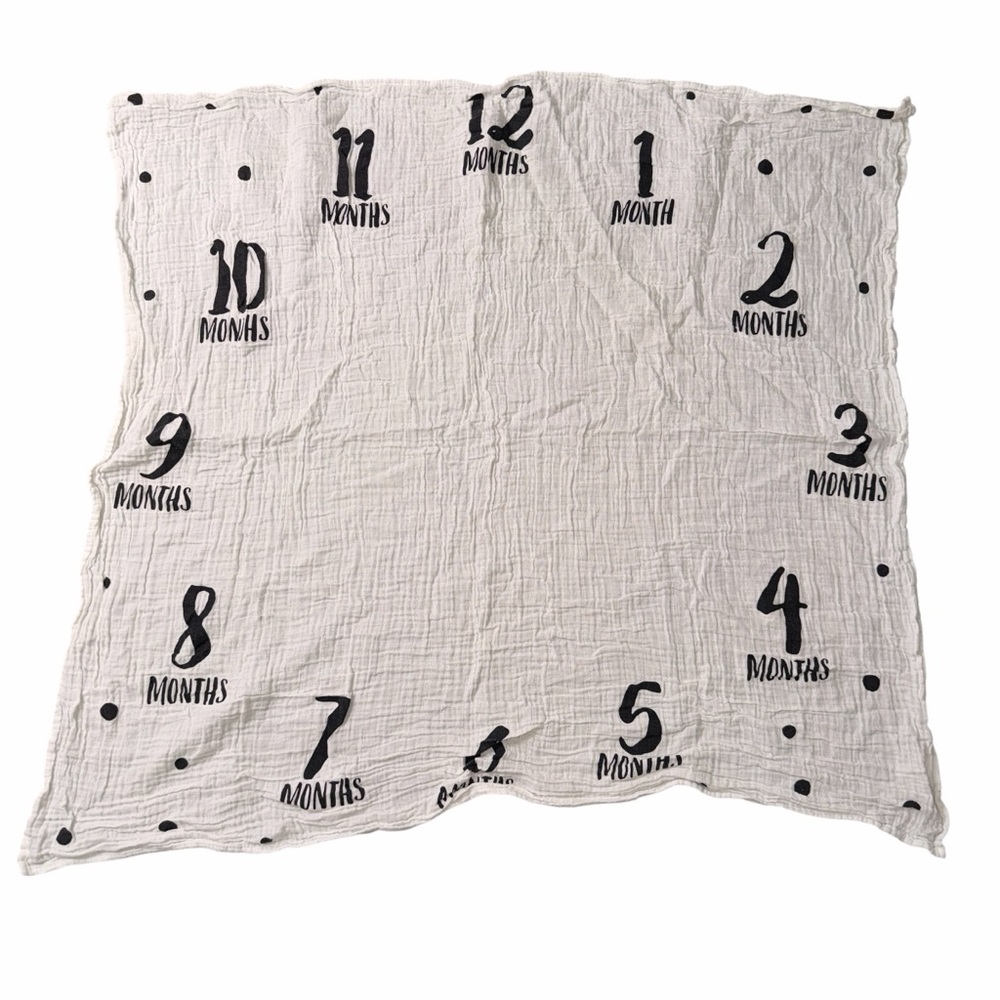 Baby Monthly Milestone Muslin Swaddle Blanket 1-12 Months Photo Prop